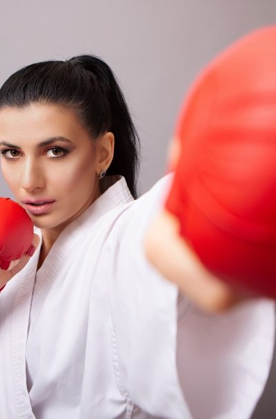 woman, karate, box